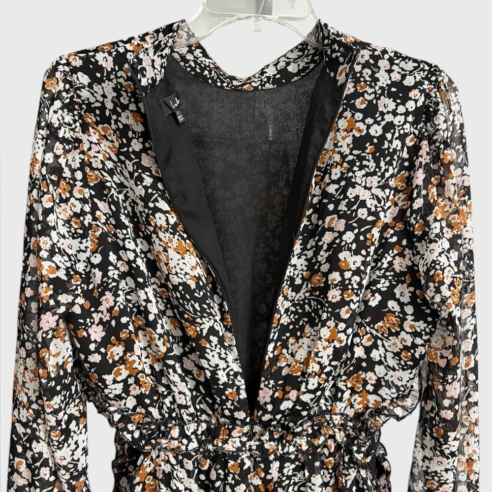 Lulus Autumn Bliss Floral Print Cutout Mini Dress Size L Long Sleeve Evening - Picture 13 of 16
